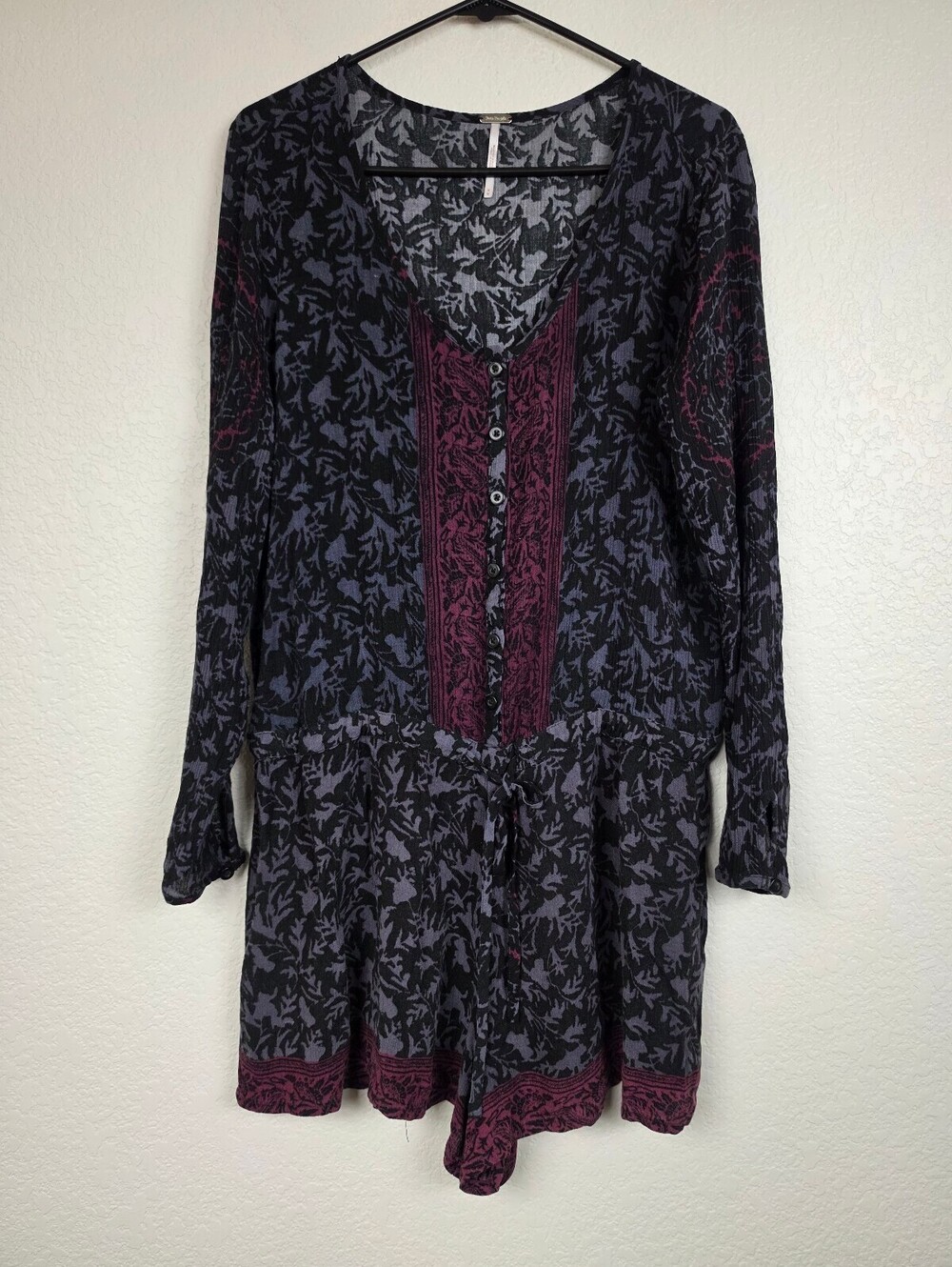Free People Rayon Romper with Lace Trim